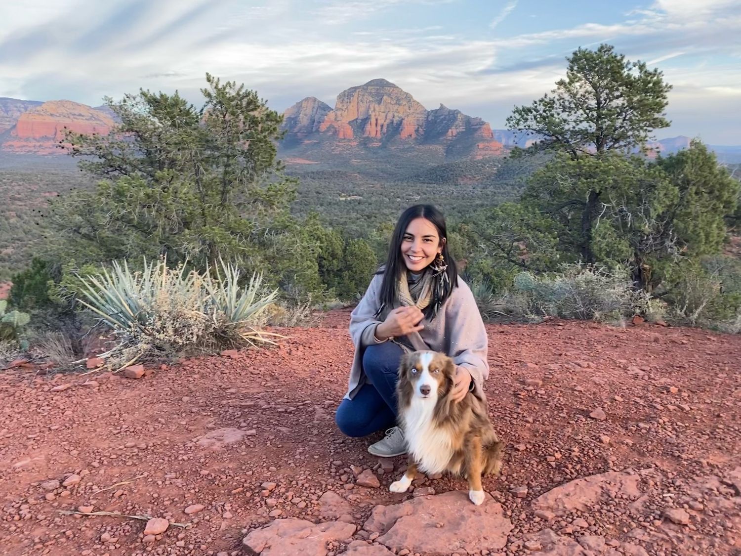 Claudia with her dog in Sedona